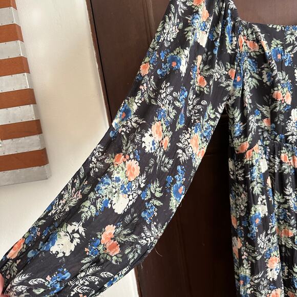 WAYF | Flowy Floral Peasant Style Midi Dress | Long Sleeve  Women's Size Medium - Picture 2 of 6